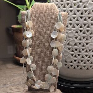 Elegant Hand Crafted Cream Shell Triple Strand 18" Necklace